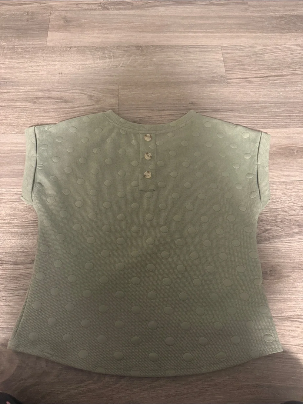 Women’s Olive Green Textured Dot Short Sleeve Top